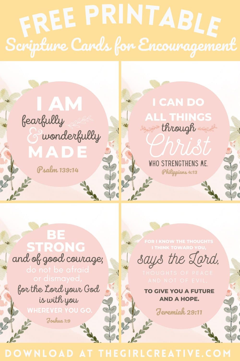 Free Printable Bible Verses For Encouragement - The Girl Creative with Free Bible Verse Printables