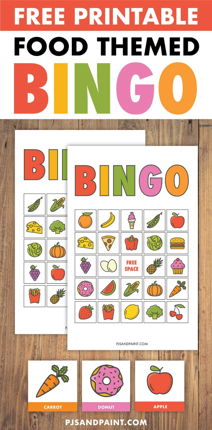Free Printable Bingo For Kids - Food Themed pertaining to Free Printable Healthy Food Bingo Cards