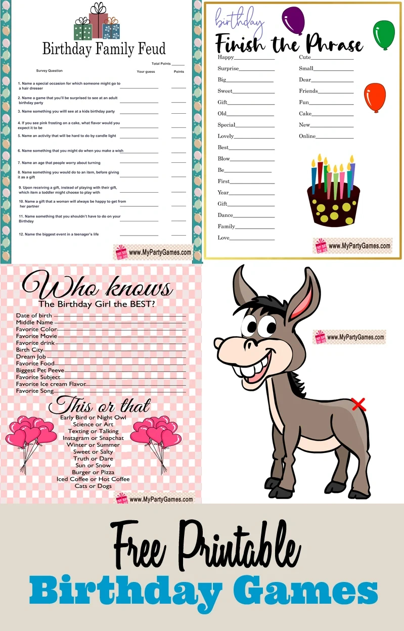 Free Printable Birthday Party Games regarding 60th Birthday Games Free Printable