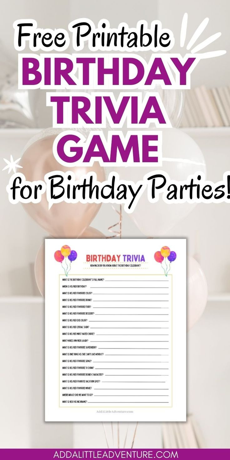 Free Printable Birthday Trivia Game For Birthday Parties for Free Printable Birthday Trivia Games