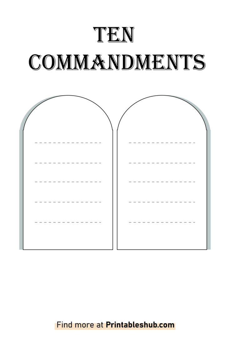 Free Printable Blank Ten Commandments Template [Pdf Included] for Free Printable 10 Commandments Printable Worksheets