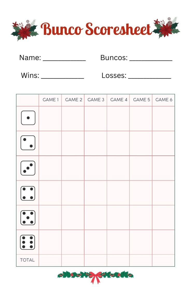 Free Printable Bunco Score Sheets + Table Tally Sheet [Pdf for Christmas Bunco Score Sheets Printable Free