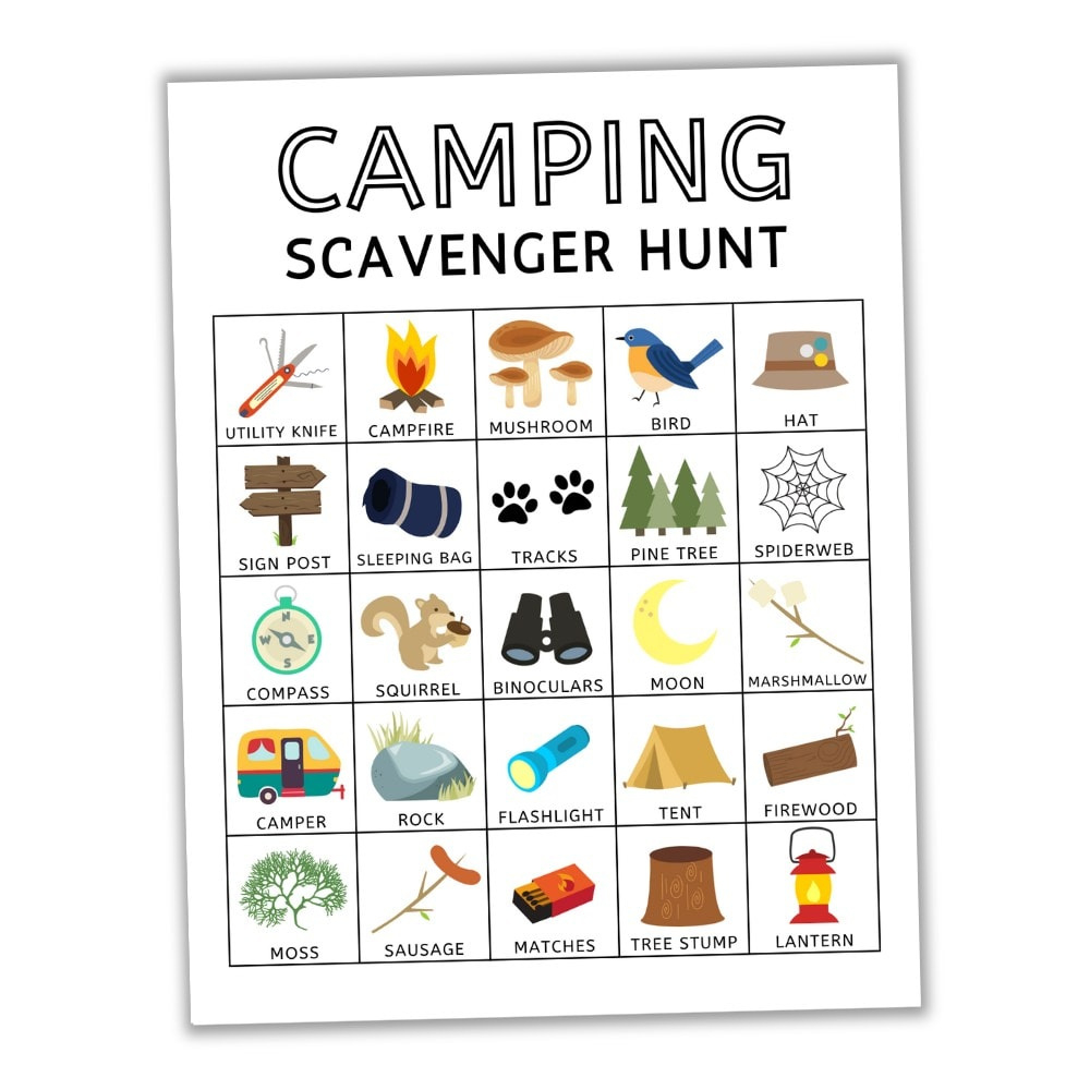 Free Printable Camping Scavenger Hunt For Kids - The Craft-At-Home throughout Camping Scavenger Hunt Printable Free