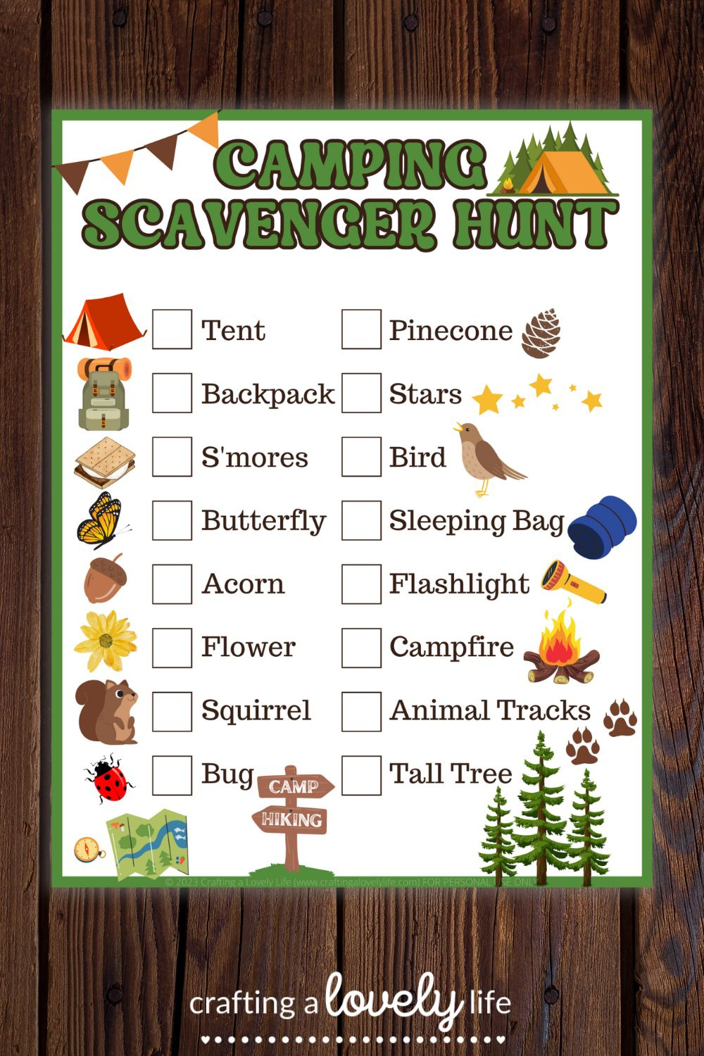 Free Printable Camping Scavenger Hunt with regard to Free Printable Camping Scavenger Hunt