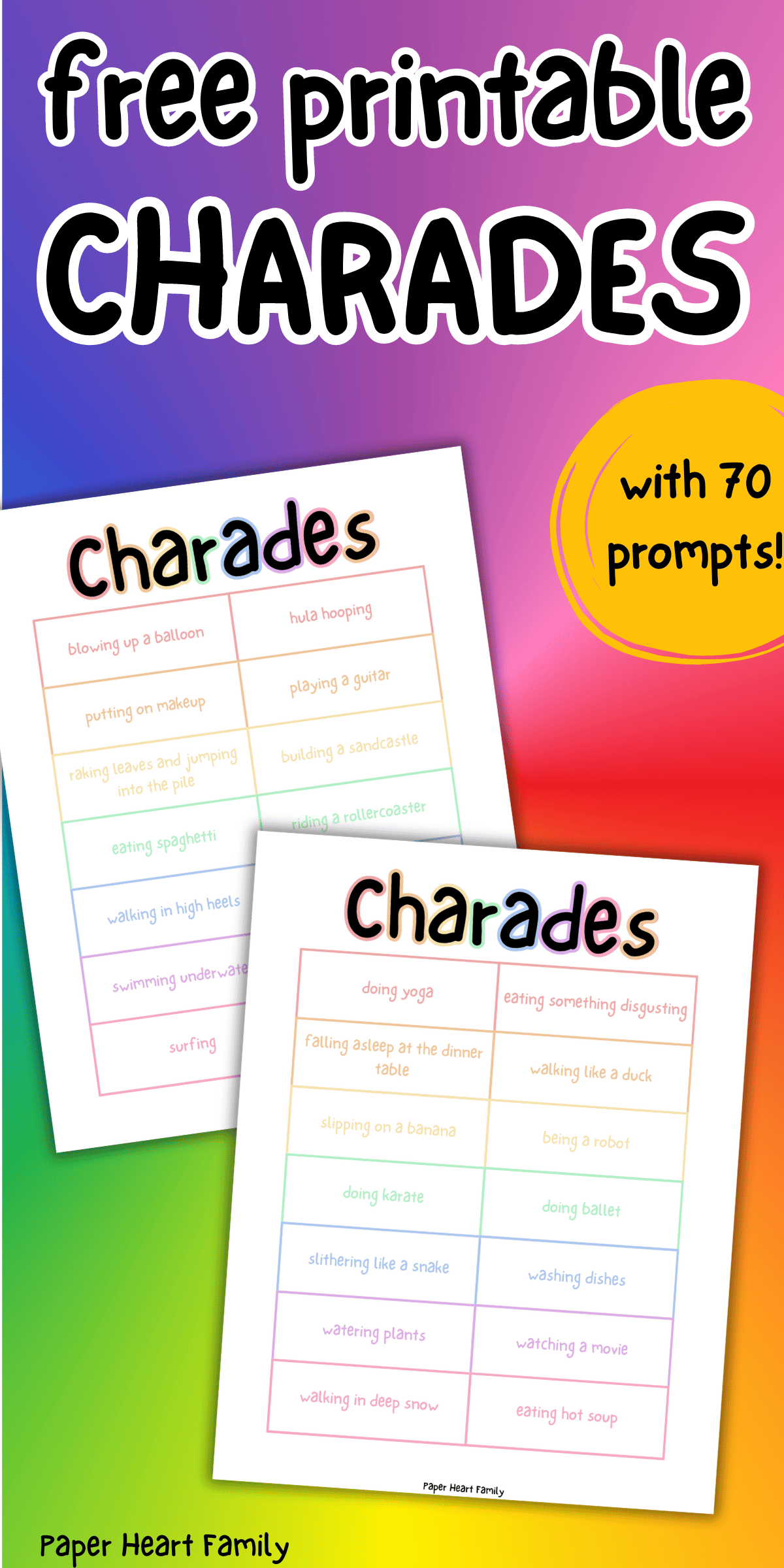 Free Printable Charades Game That&amp;#039;S Perfect For Kids Of All Ages with regard to Free Printable Charades Cards with Pictures