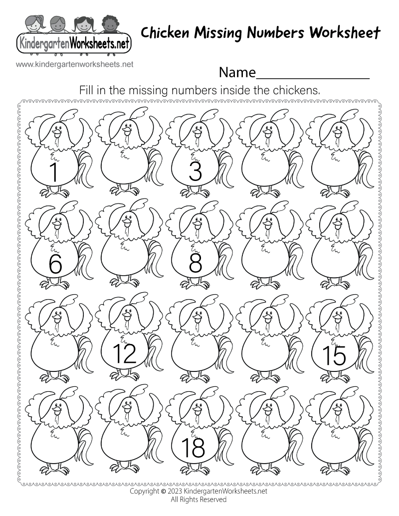 Free Printable Chicken Missing Numbers Worksheet intended for Chicken Missing Numbers Worksheet