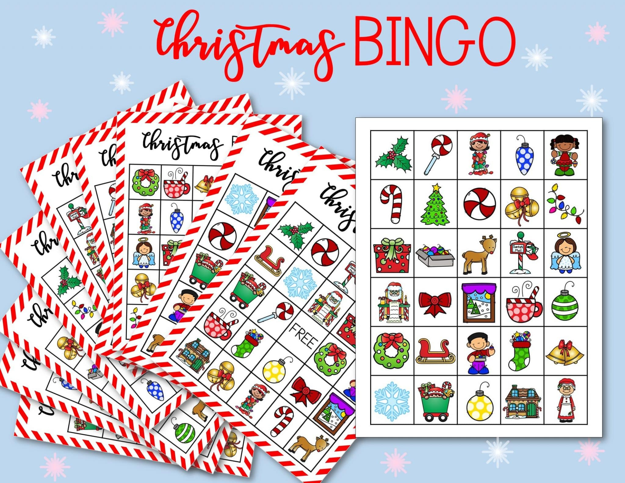 Free Printable Christmas Bingo Cards For Kids &amp;amp; Classrooms - Happy for Free Printable Christmas Bingo Cards