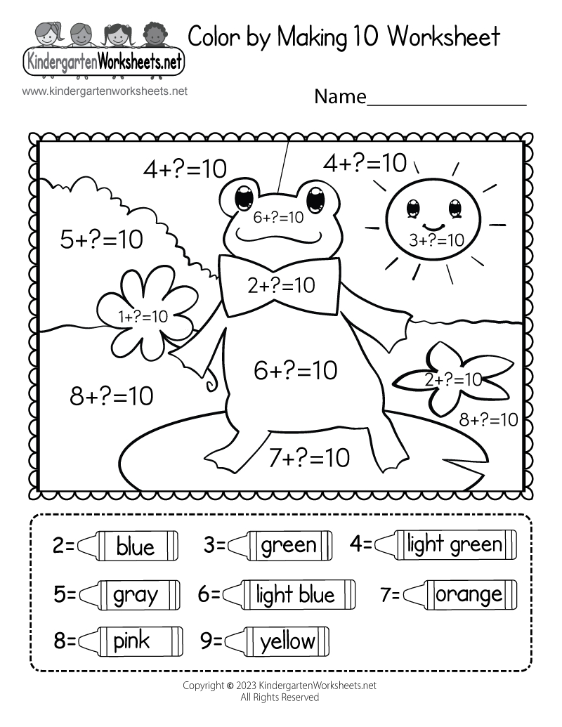 Free Printable Colormaking 10 Worksheet for Printable Color By Making 10 Worksheet