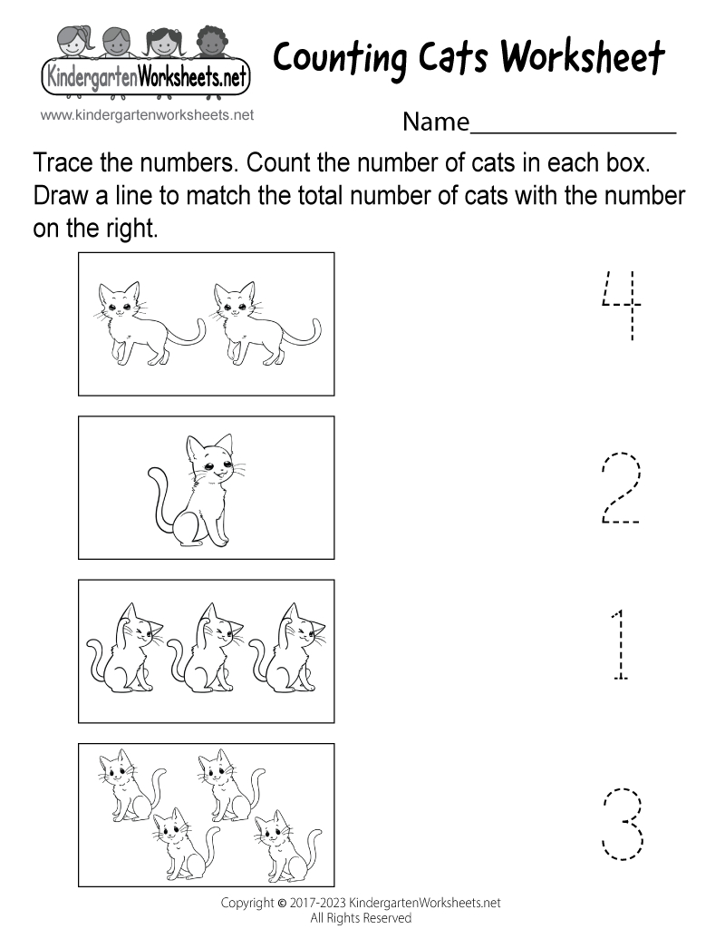 Free Printable Counting Cats Worksheet within Counting Cats Worksheet Printable