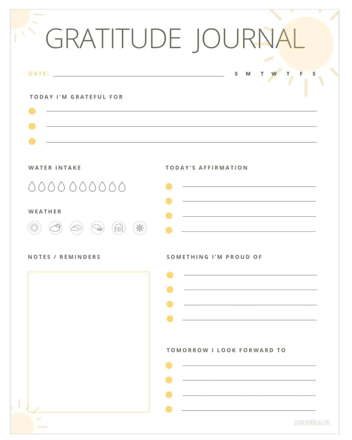 Free Printable Daily Gratitude Journal Template With Prompts inside Free Printable Gratitude Journal Pages