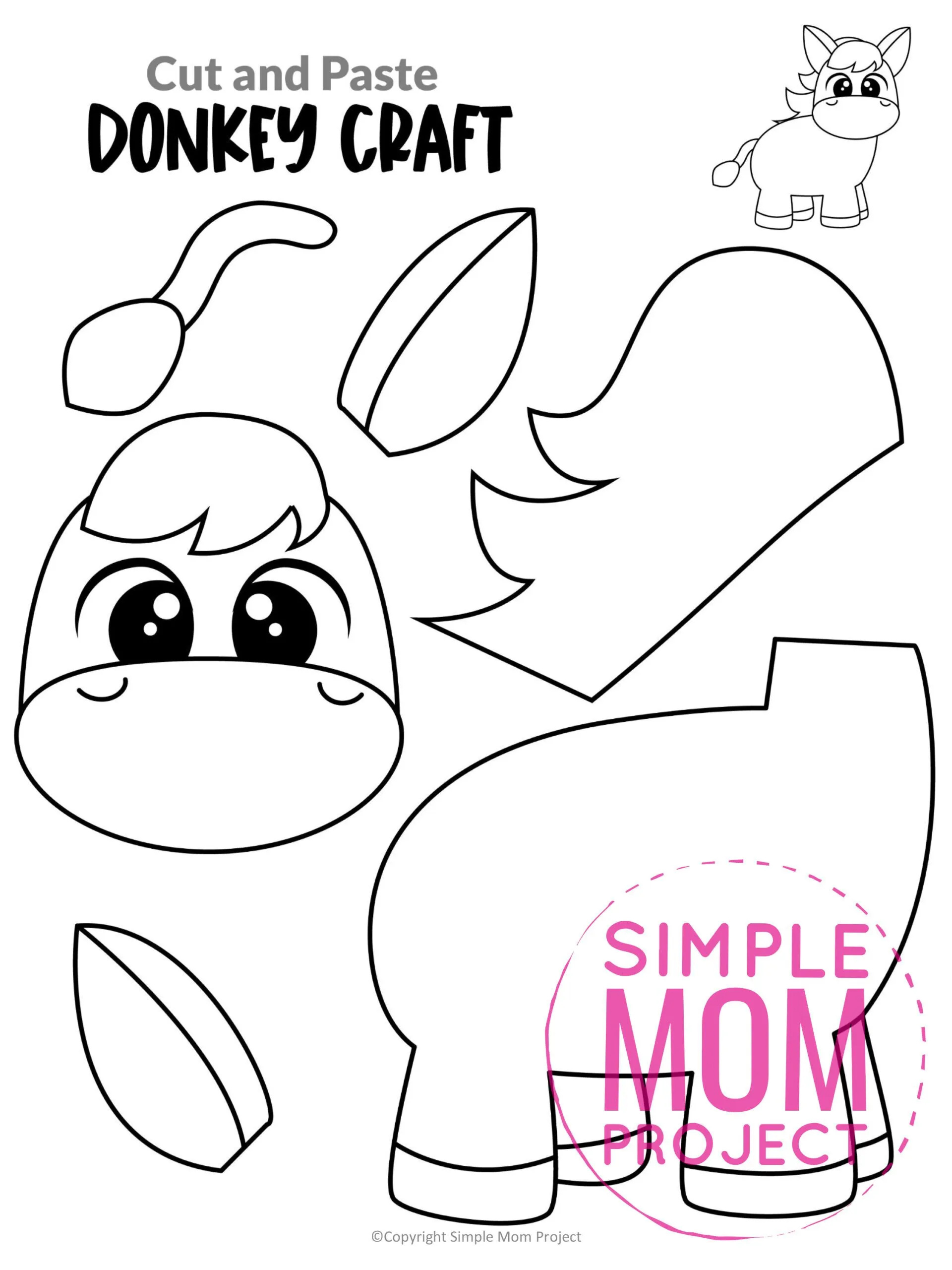 Free Printable Donkey Craft Template – Simple Mom Project within Free Printable Donkey Ears Template
