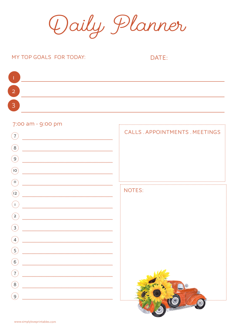 Free Printable Fall Planner Pages - Simply Love Printables pertaining to Free Daily Planner Autumn Printable