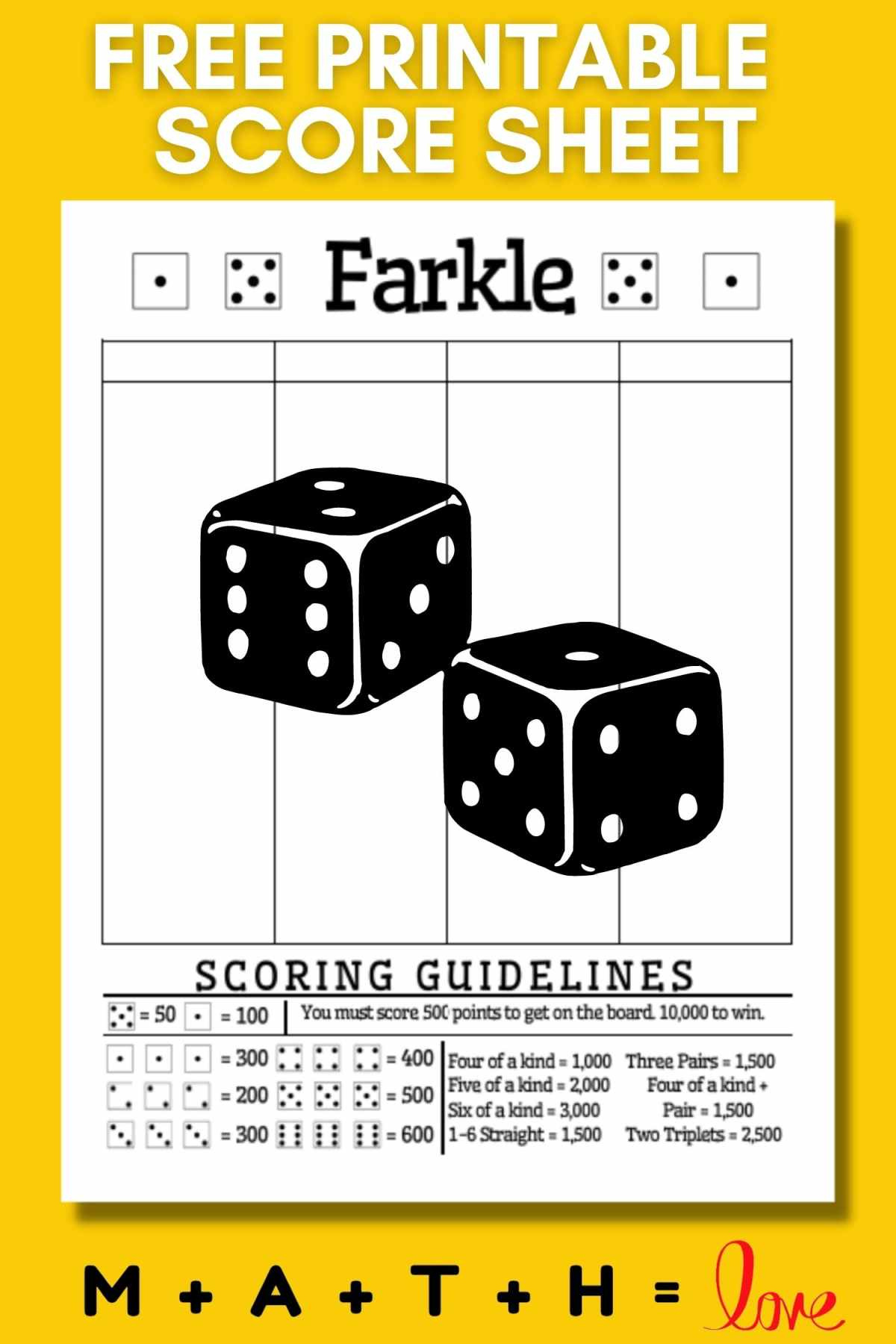 Free Printable Farkle Score Sheet With Scoring Rules (Pdf) regarding Free Printable Farkle Rules