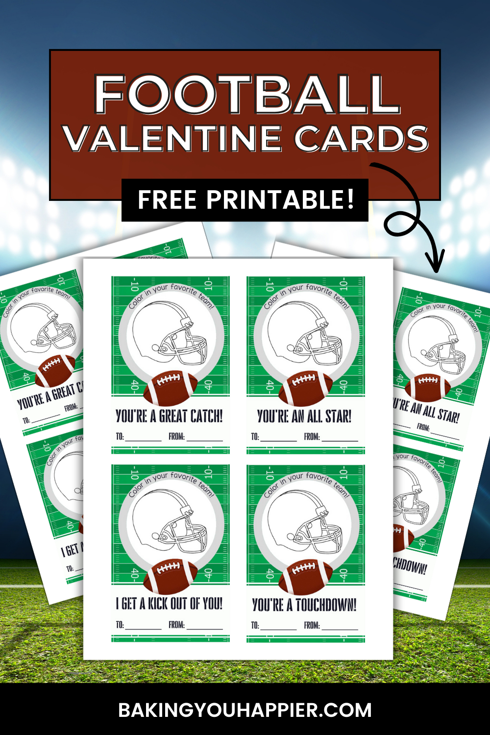 Free Printable Football Valentine Cards | Baking You Happier inside Free Football Valentine Printable