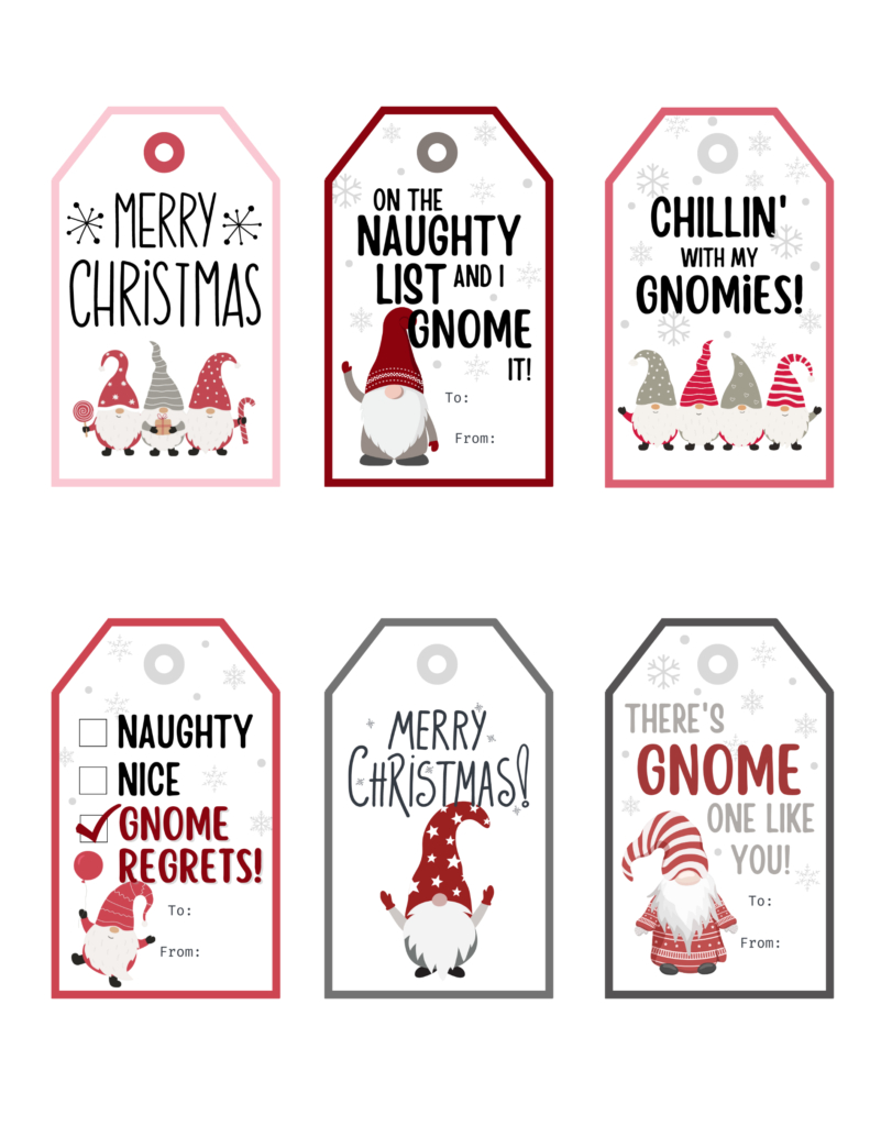 Free Printable Gnome Christmas Gift Tags | Baking You Happier pertaining to Free Printable Tags For Christmas