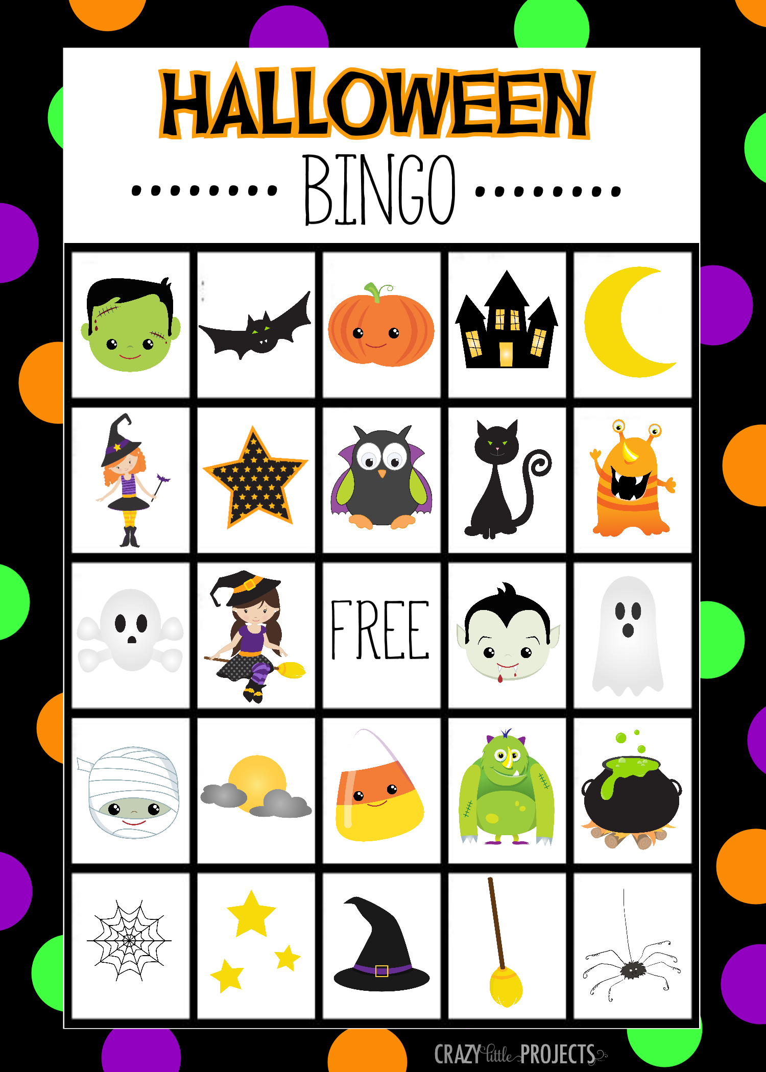 Free Printable Halloween Bingo Game - Crazy Little Projects inside Printable Halloween Bingo Cards