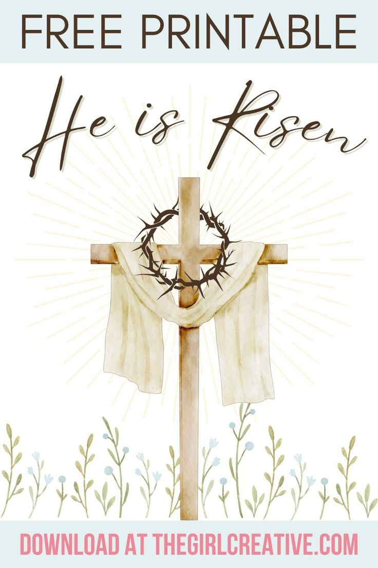 Free Printable He Is Risen Easter Sign with He Is Risen Printable Free