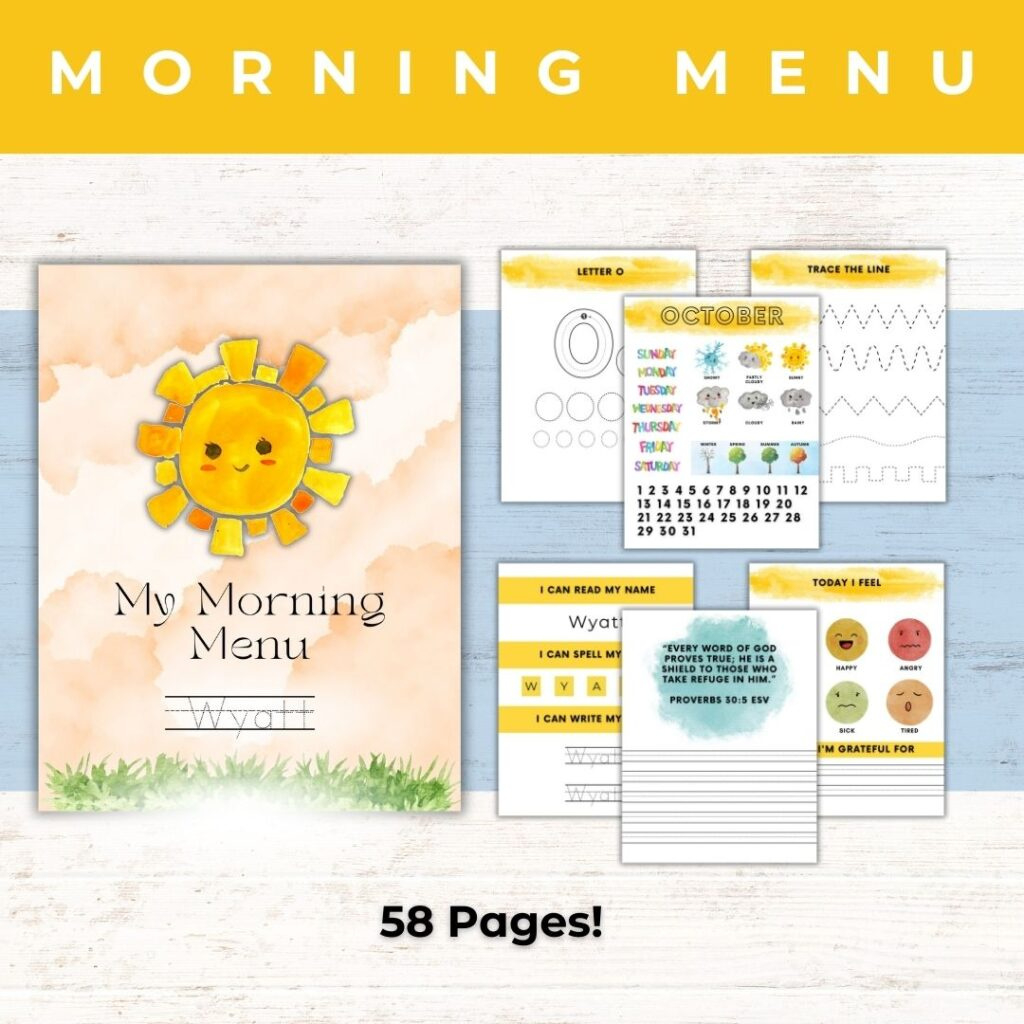 Free Printable Homeschool Morning Menu (Customizable) | Healing Home throughout Morning Menu Free Printables