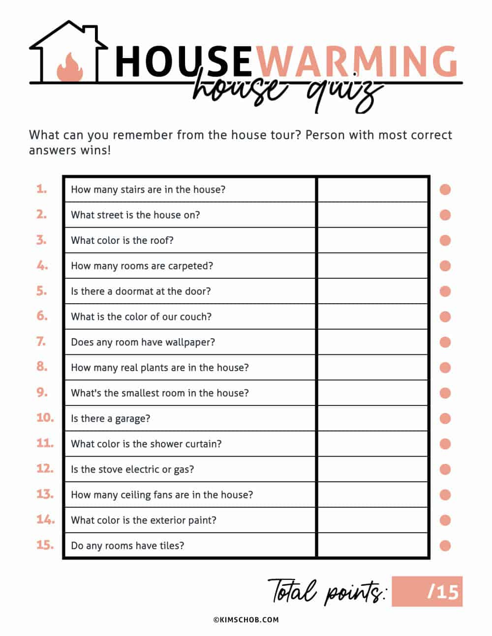 Free Printable Housewarming Games - Kim Schob in Housewarming Games Printable Free