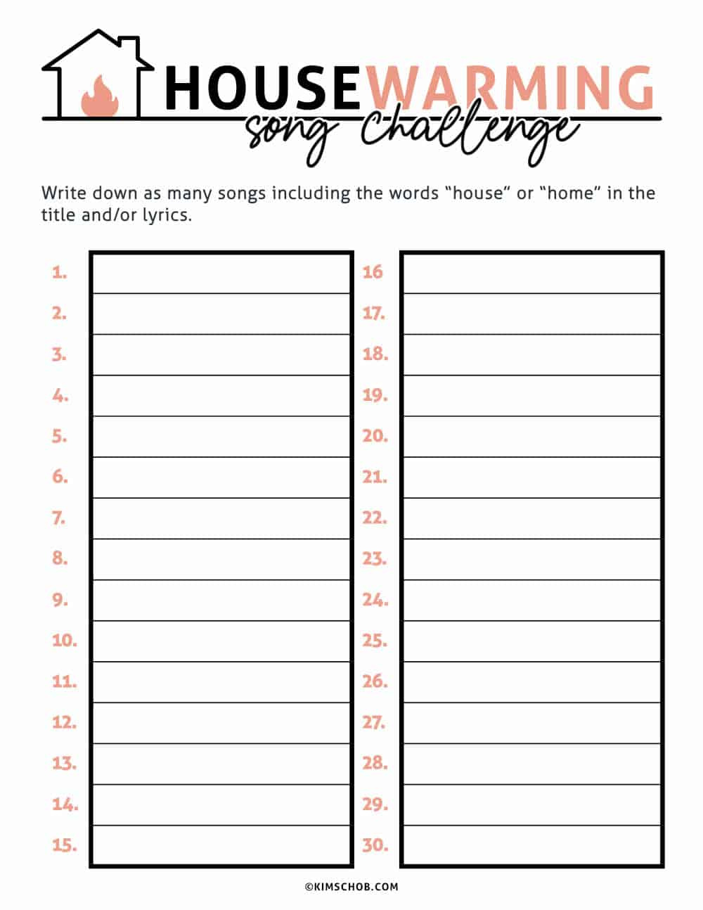 Free Printable Housewarming Games - Kim Schob regarding Housewarming Games Printable Free