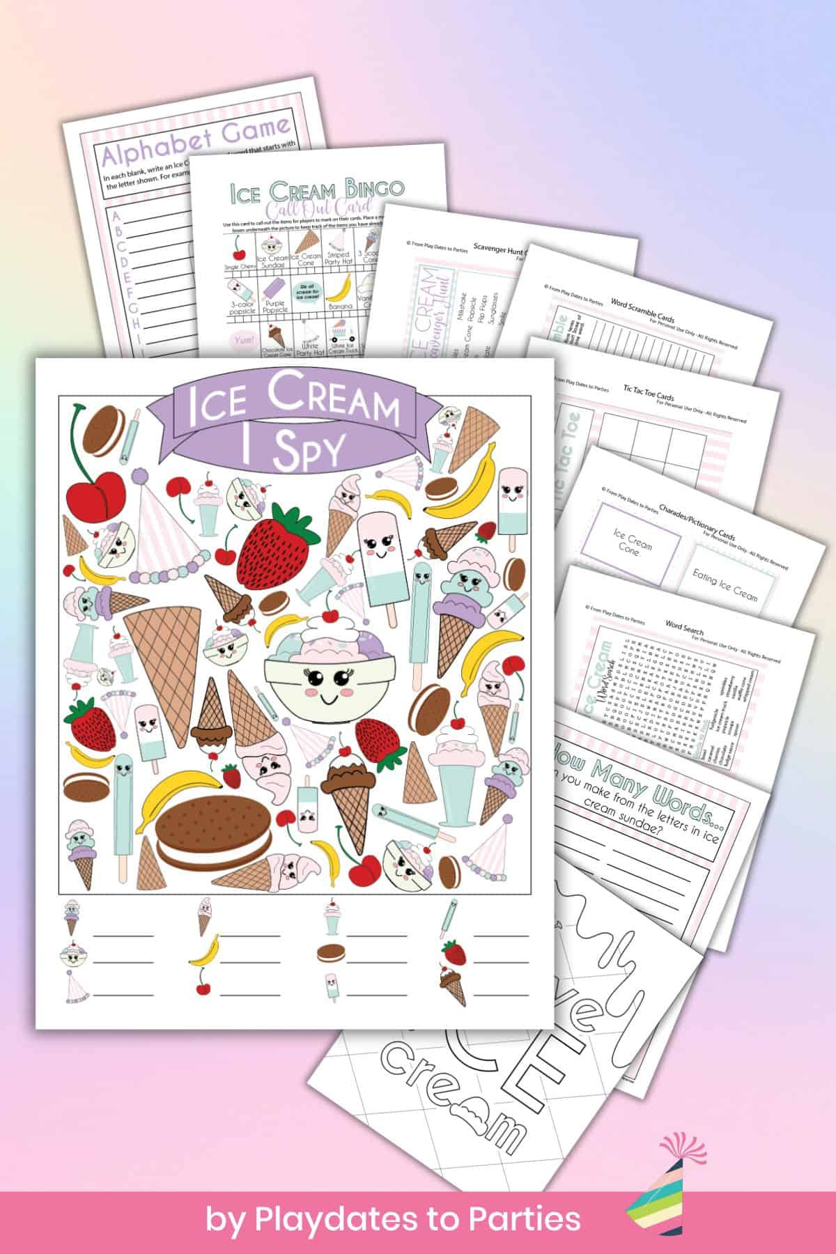 Free Printable Ice Cream Party Games pertaining to Ice Cream Party Printables Free