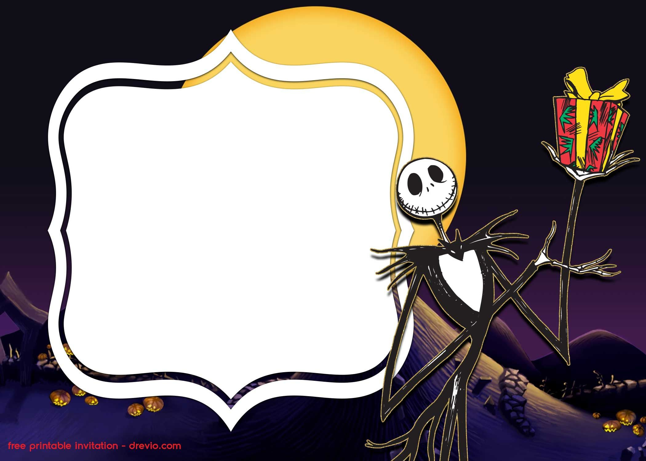 Free Printable Jack Skellington Invitation Templates in Jack Skellington Printable Images