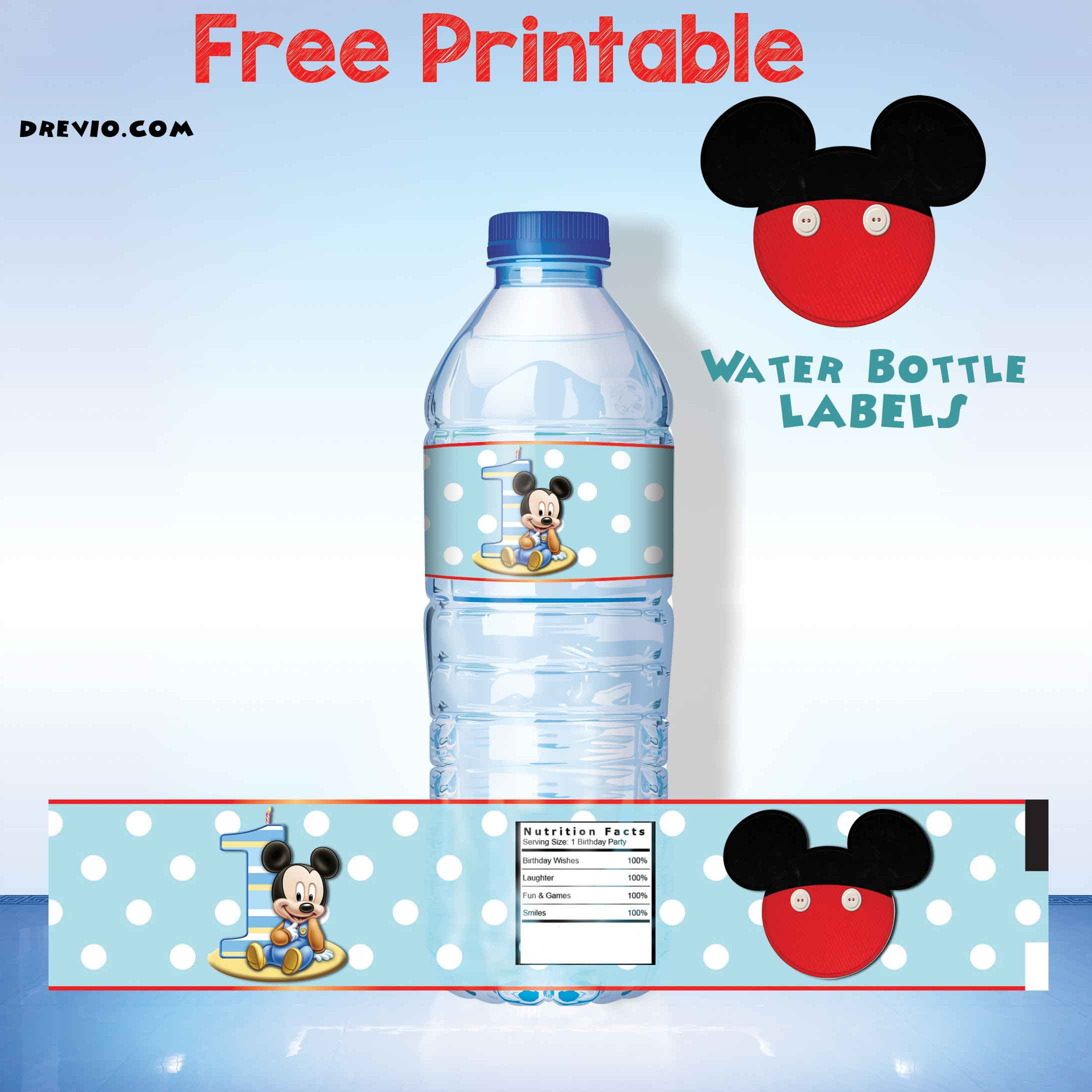 Free Printable Mickey Mouse Water Bottle Label - Download Hundreds for Mickey Mouse Water Bottle Labels Free Printable