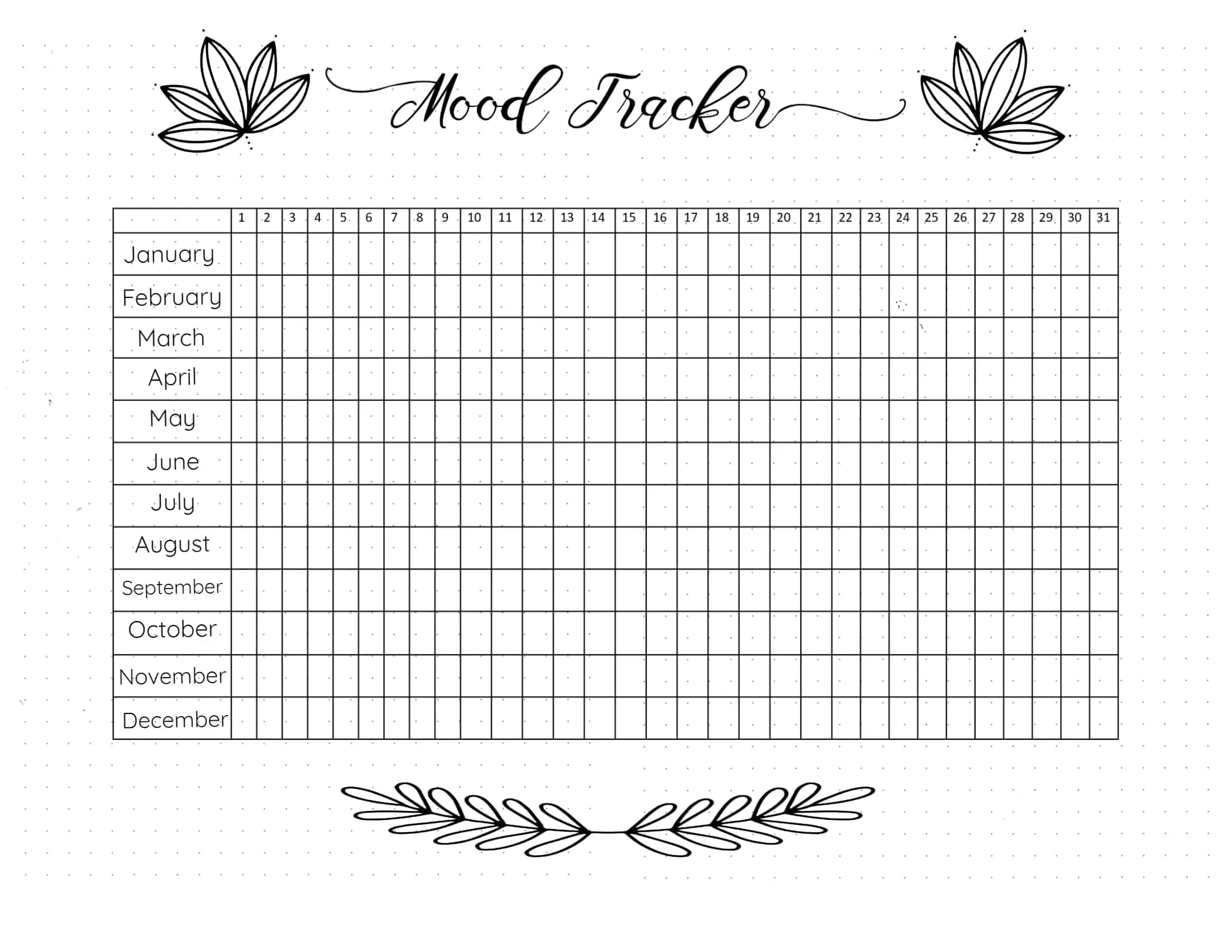 Free Printable Mood Tracker Bullet Journal + 20 Templates inside Free Printable Mood Tracker Bullet Journal