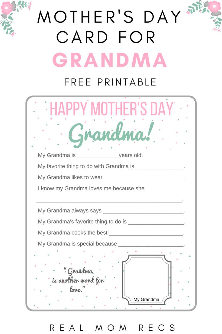 Free Printable Mother&amp;#039;S Day Card For Grandma From Grandkids inside Happy Mothers Day Grandma Printable