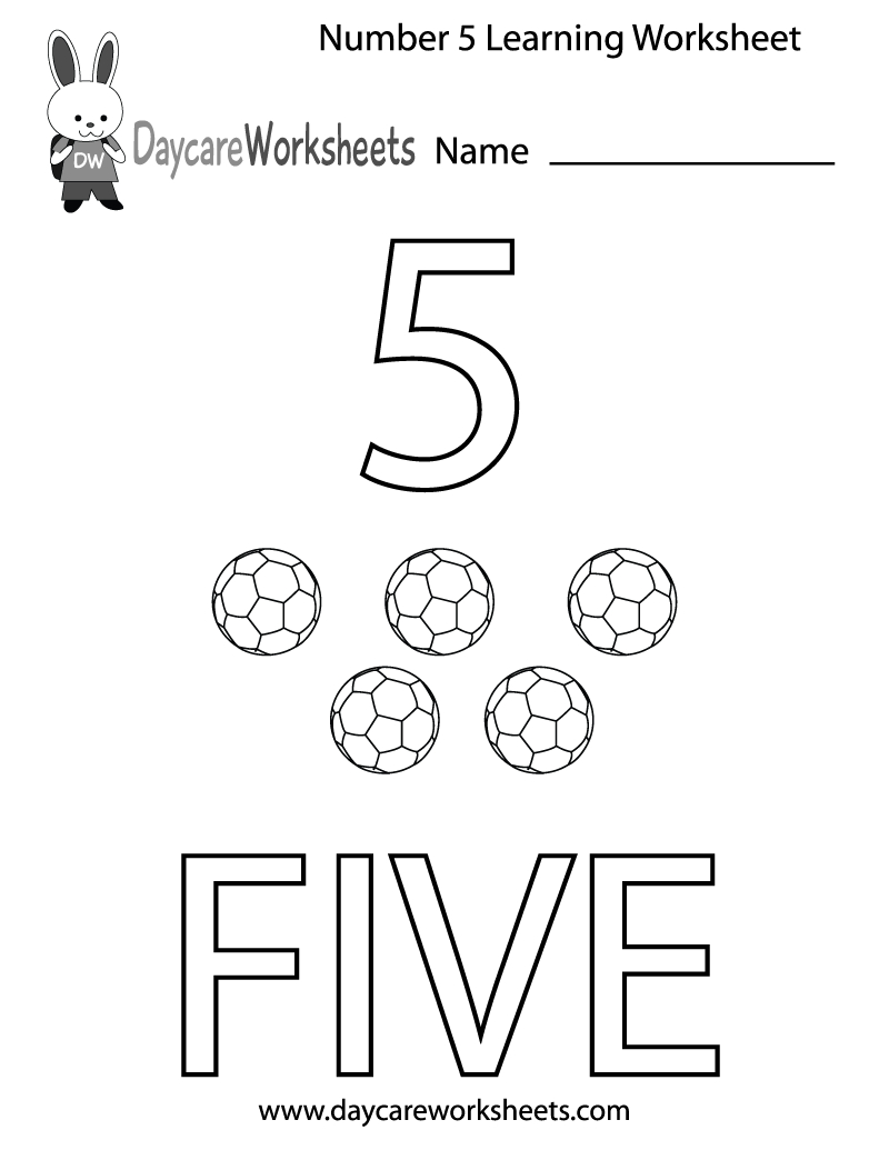 Free Printable Number Five Learning Worksheet For Preschool pertaining to Number Five Worksheet Printable
