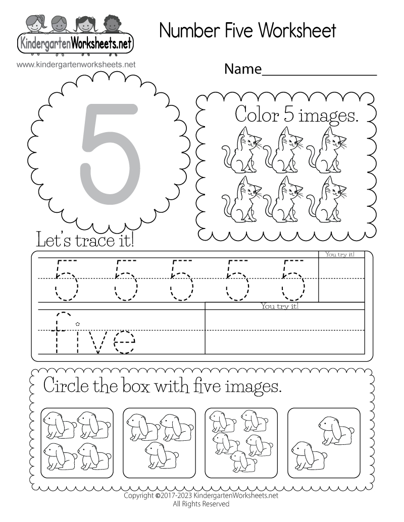 Free Printable Number Five Worksheet inside Number Five Worksheet Printable