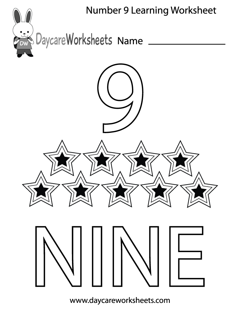 Free Printable Number Nine Learning Worksheet For Preschool within Number Nine Worksheet Printable