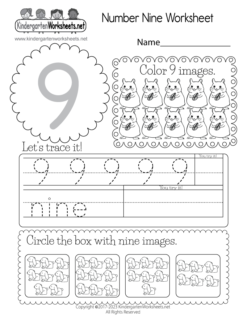 Free Printable Number Nine Worksheet inside Number Nine Worksheet Printable