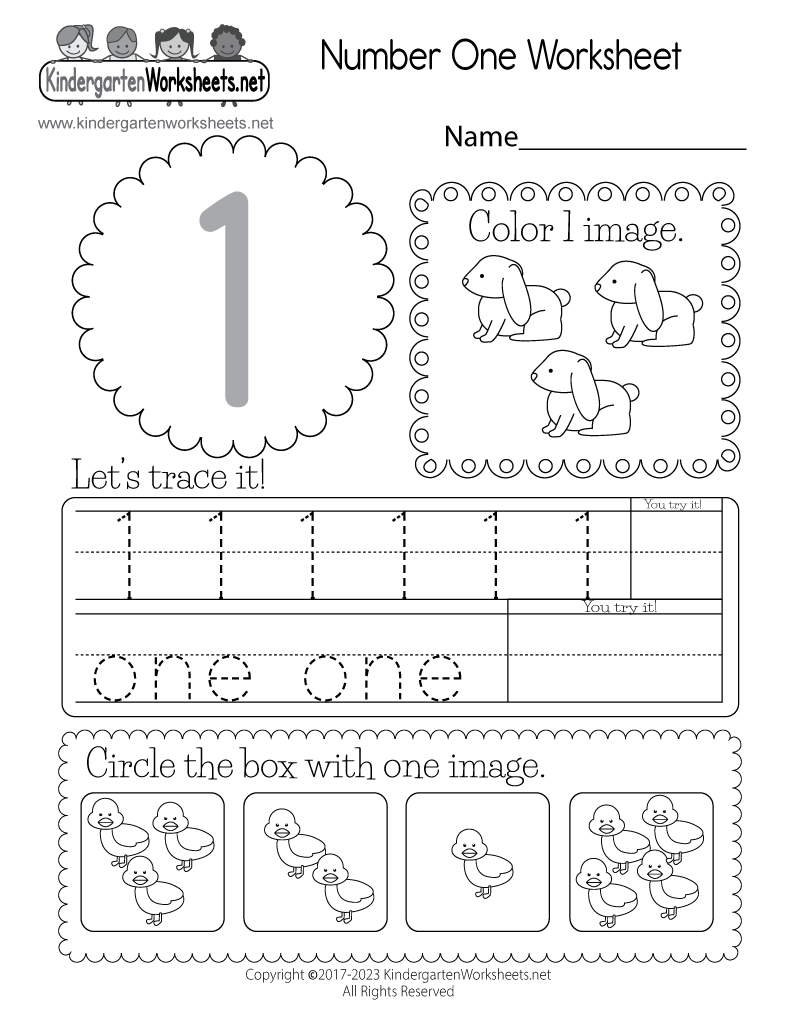 Free Printable Number One Worksheet throughout Number One Worksheet Printable