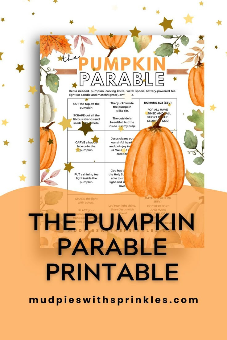 Free Printable Of The Pumpkin Parable With Festive Bible Verse pertaining to Free Printable Pumpkin Gospel Printable