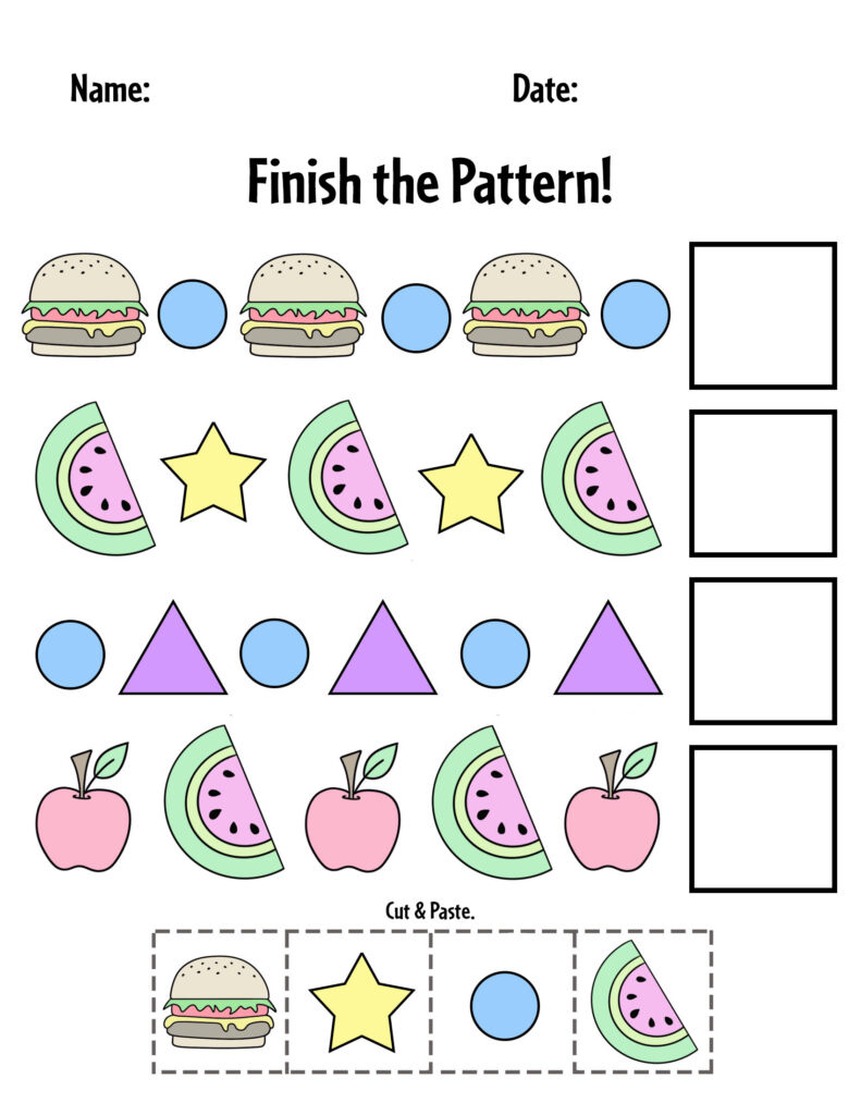 Free Printable Pattern Worksheets For Preschool ⋆ The Hollydog Blog inside Printable Kindergarten Patterns Worksheets