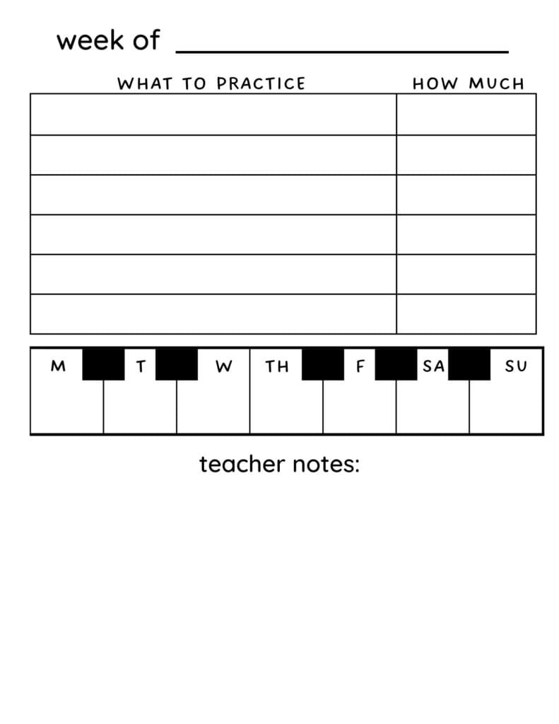 Free Printable Piano Practice Tracking Charts - Saving Talents intended for Free Printable Music Practice Charts