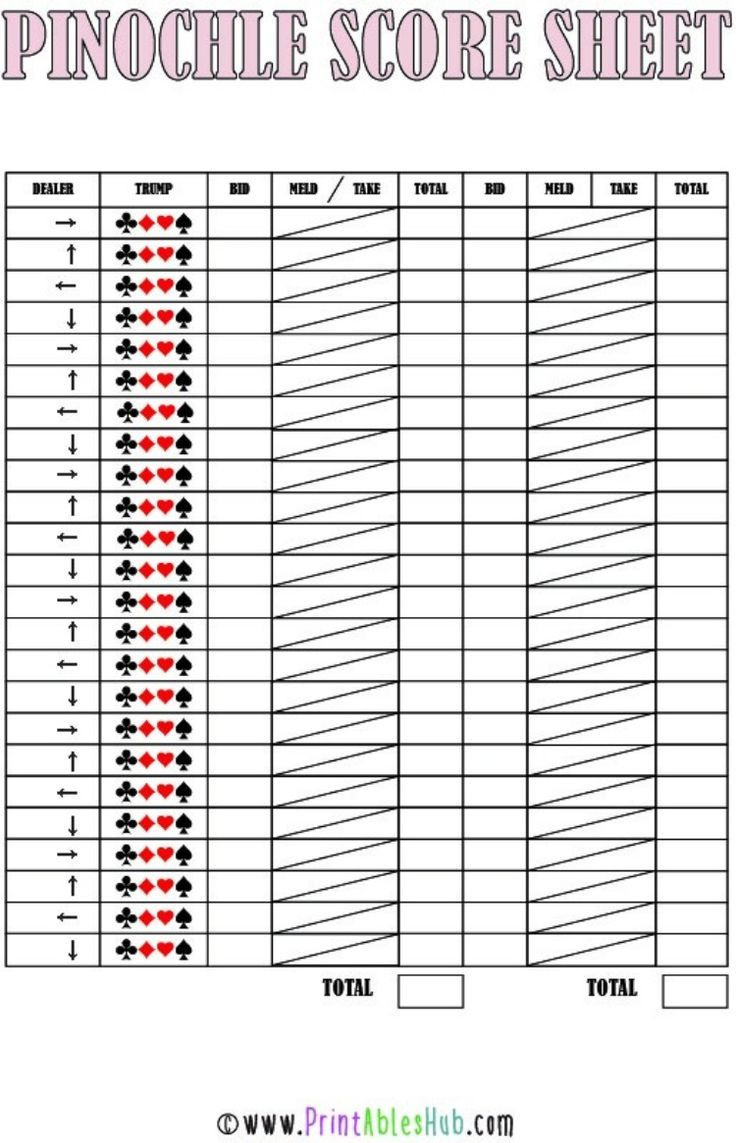 Free Printable Pinochle Sheets [Pdf Included] with regard to Pinochle Score Sheet Printable
