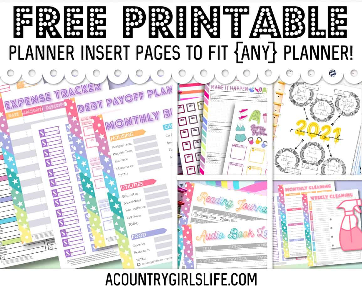 Free Printable Planner Inserts For {Any} Size Planner! - A Country regarding A5 Planner Inserts Free Printables