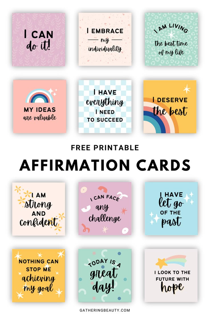 Free Printable Positive Affirmation Cards — Gathering Beauty pertaining to Free Printable Affirmation Cards