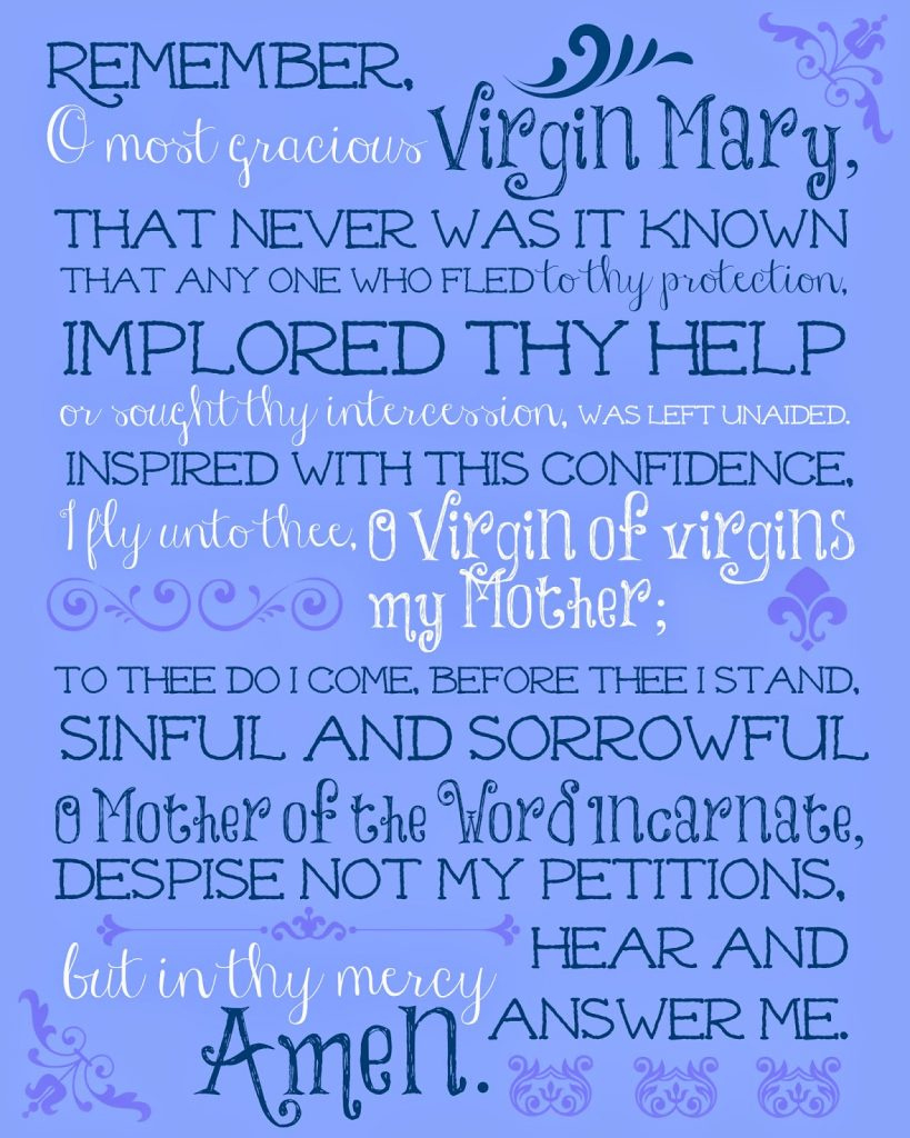Free Printable Prayers For Your Printing And Praying Pleasure, And pertaining to Free Printable Memorare Prayer Printable