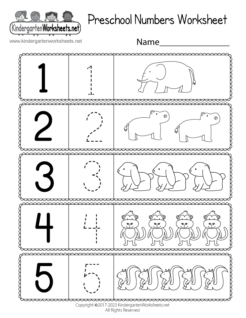 Free Printable Preschool Numbers Worksheet pertaining to Preschool Numbers Worksheet Printable