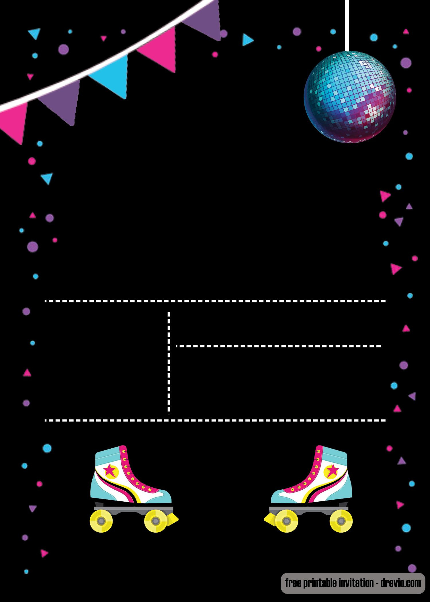 Free Printable Roller Skating Invitation Template | Roller Skating with Free Printable Roller Skating Party Invitations