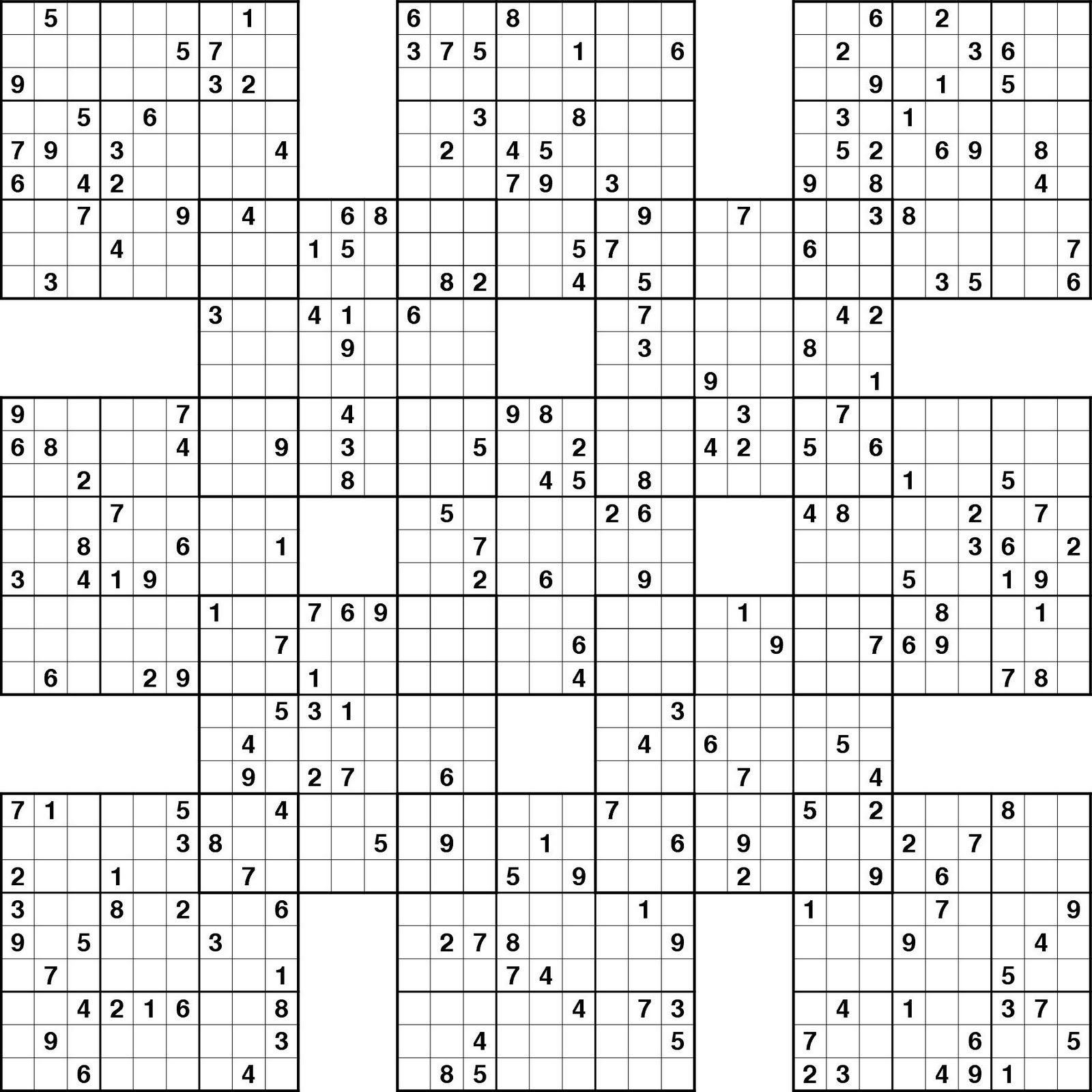 Free Printable Samurai Sudoku Games regarding Free Printable Samurai Sudoku