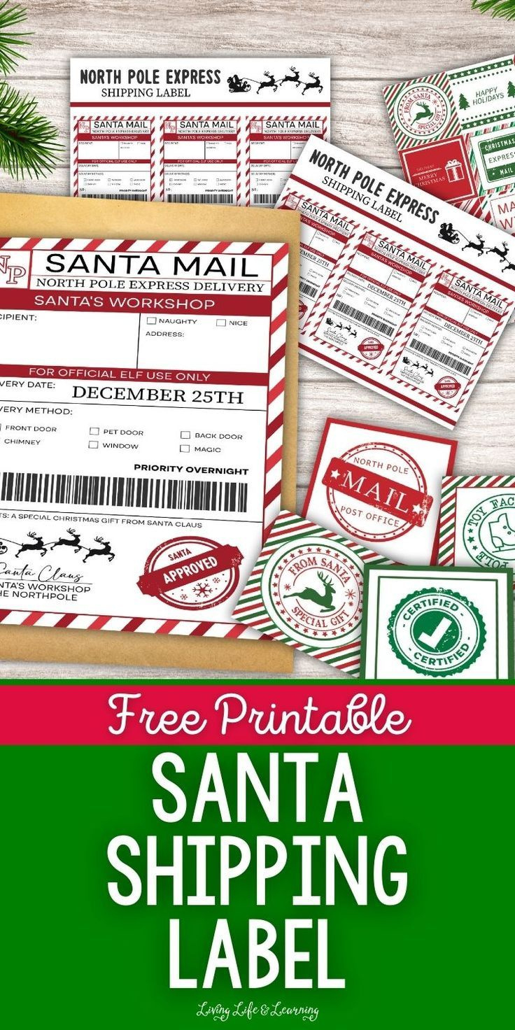 Free Printable Santa Shipping Label with Free Printable Santa Shipping Label