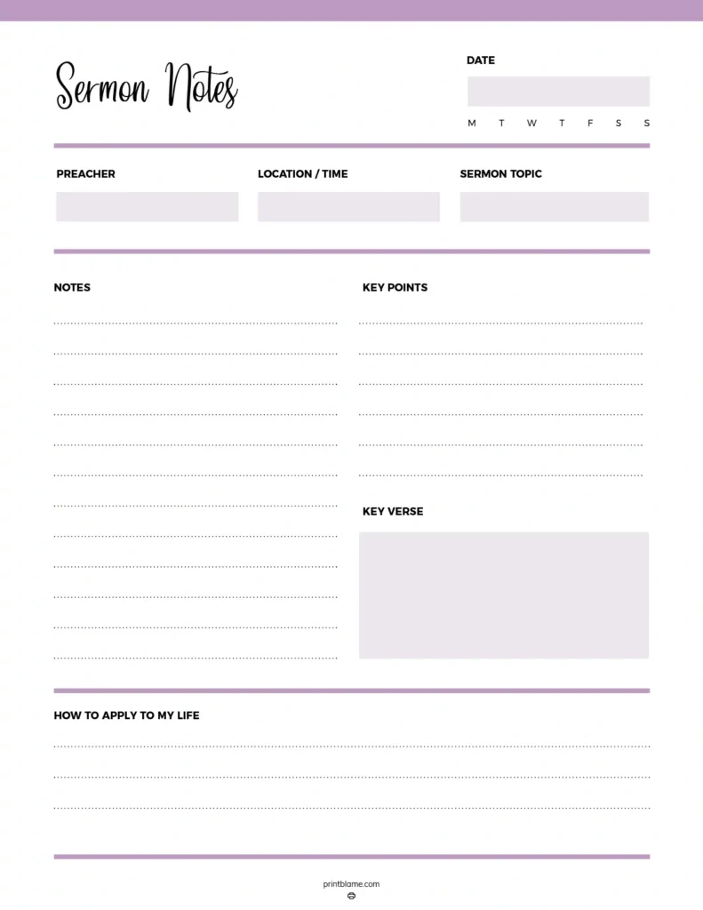 Free Printable Sermon Notes Templates - Pdf Download with Free Printable Sermon Notes For Adults