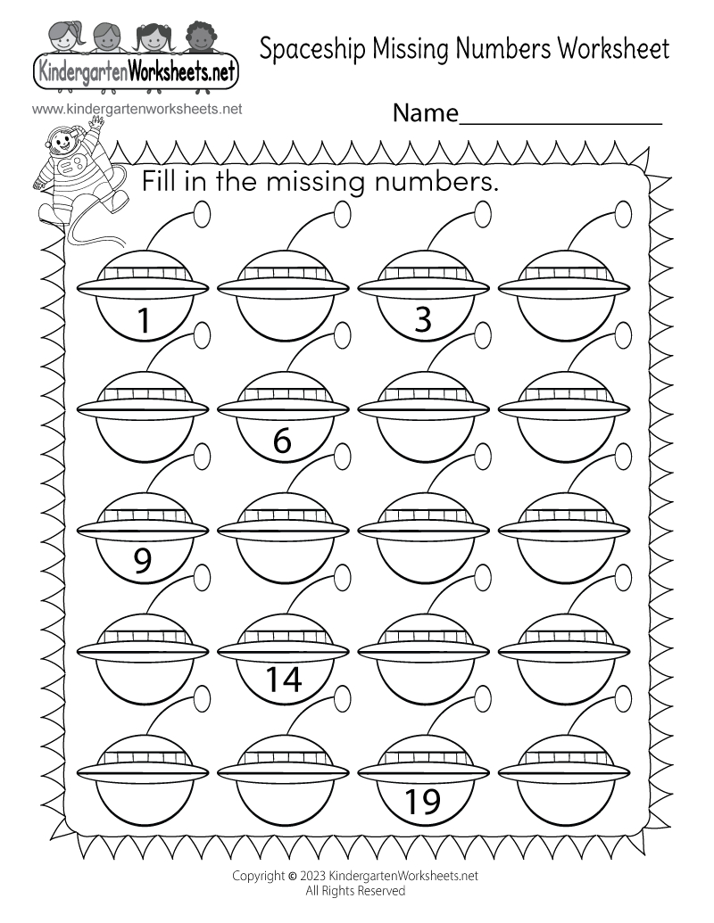 Free Printable Spaceship Missing Numbers Worksheet within Spaceship Missing Numbers Worksheet