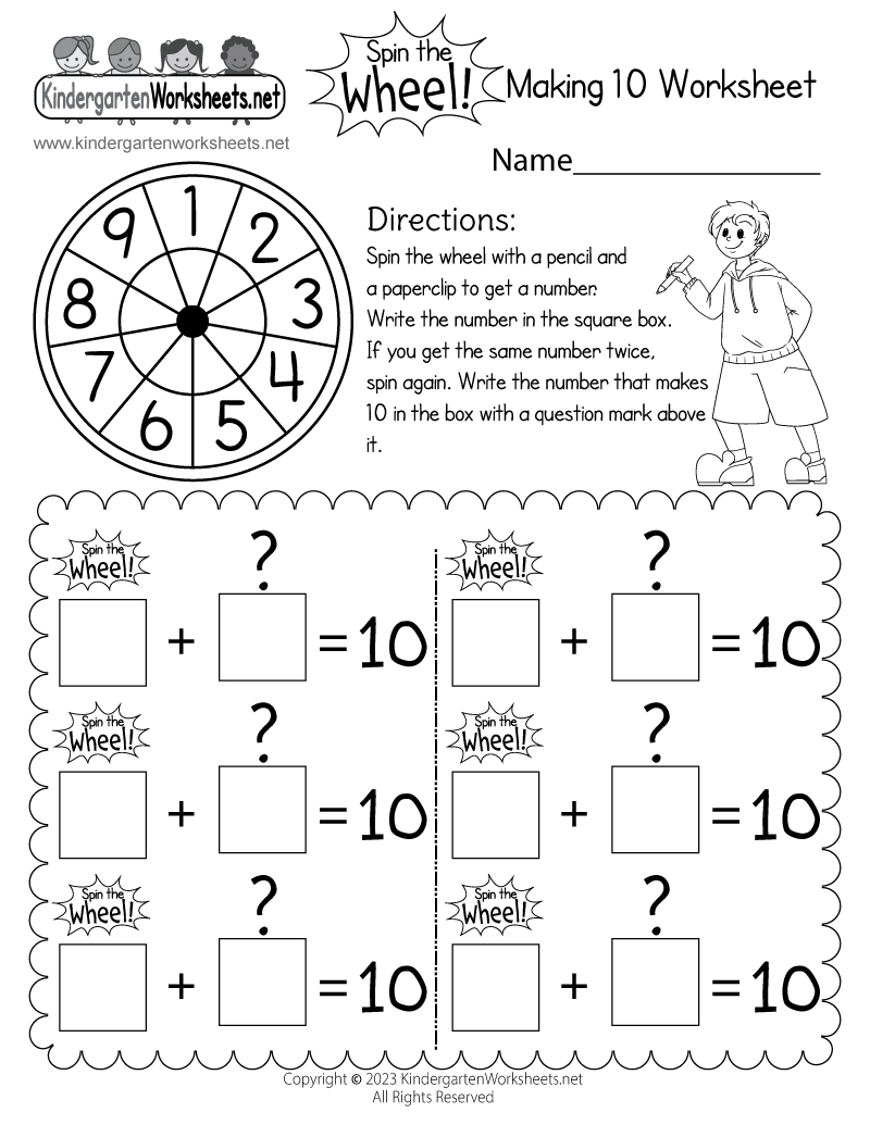 Free Printable Spin The Wheel Making 10 Worksheet pertaining to Printable Spin The Wheel Making 10 Worksheet