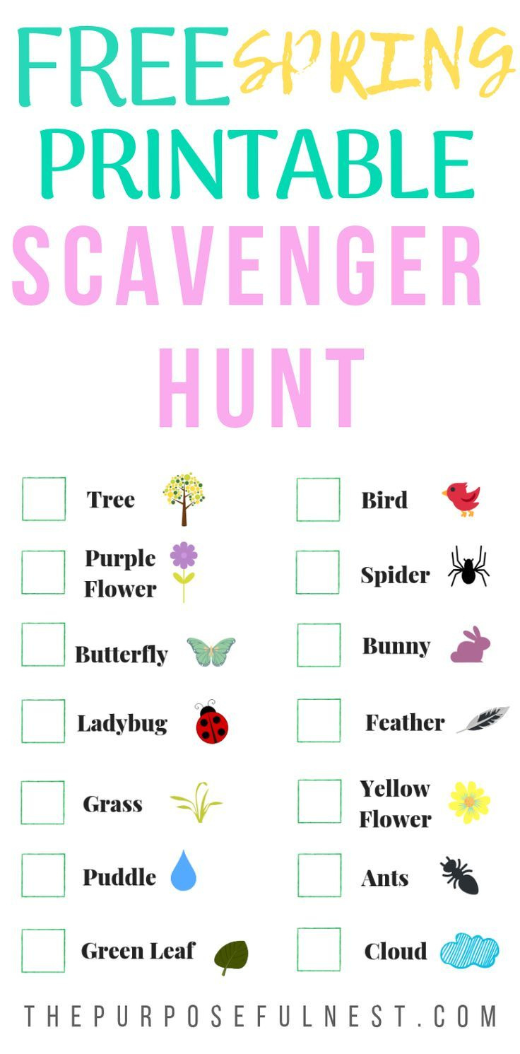 Free Printable Spring Scavenger Hunt For Kids for Free Printable Spring Scavenger Hunt