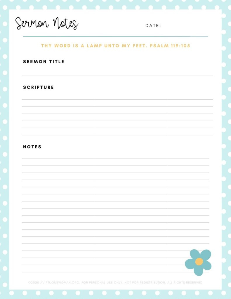 Free Printable: Spring Sermon Notes Binder For Christian Women with Free Printable Sermon Notes For Adults